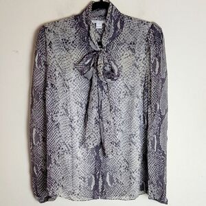 Diane Von Furstenberg snake print tie front blouse